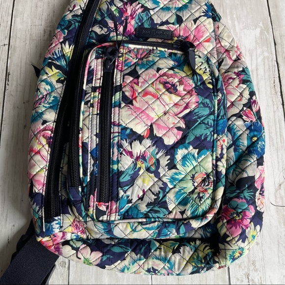 PREOWNED VERA BRADLEY FLORAL PRINT SHOULDER BAG PURSE PINK BLUE - Picture 4 of 10